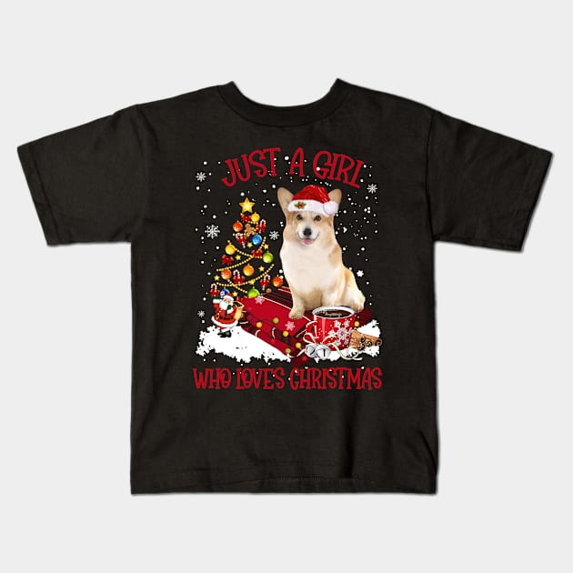 Corgi Just A Girl Who Loves Christmas Kids T-Shirt by Los Draws